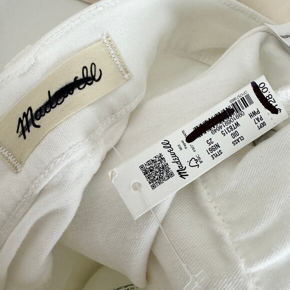 Madewell Kick Out Crop Jeans Pure White Stretch Mid Rise Flare NI961 US 25 NWT - Picture 9 of 16